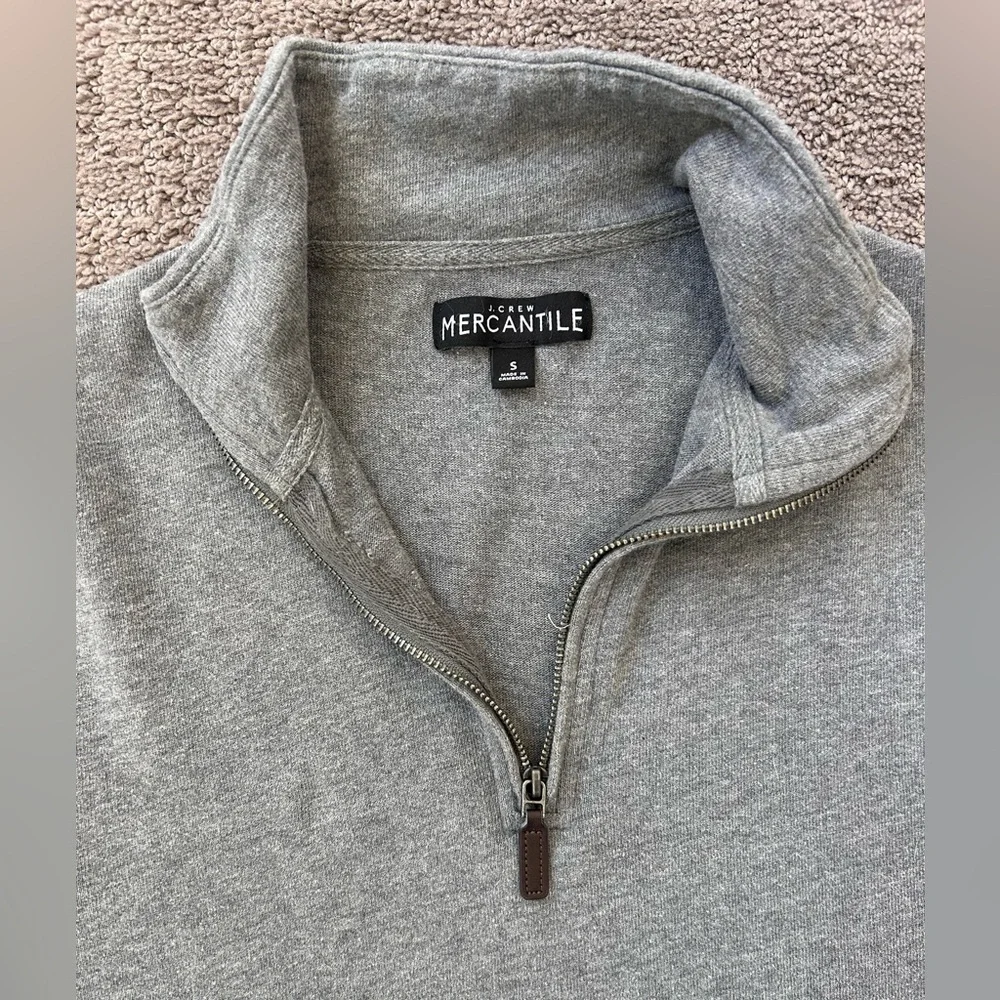 J. Crew Heather Gray Quarter Zip Sweater | Men’s Cotton Pullover | Size S